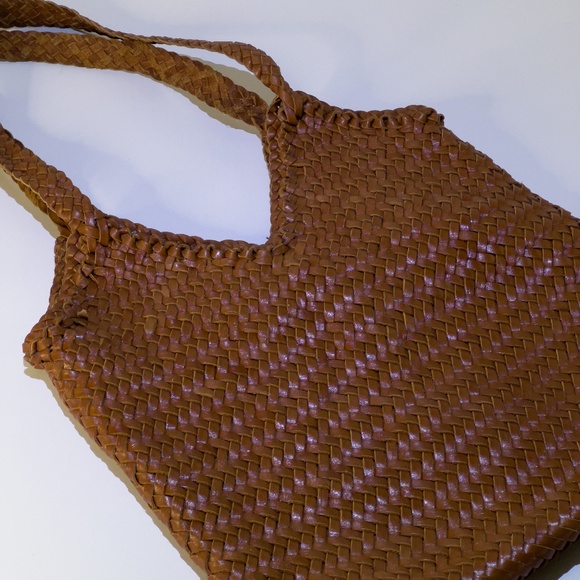 Handwoven Genuine Leather Shoulder Tote Bag – Brown - Picture 4 of 4